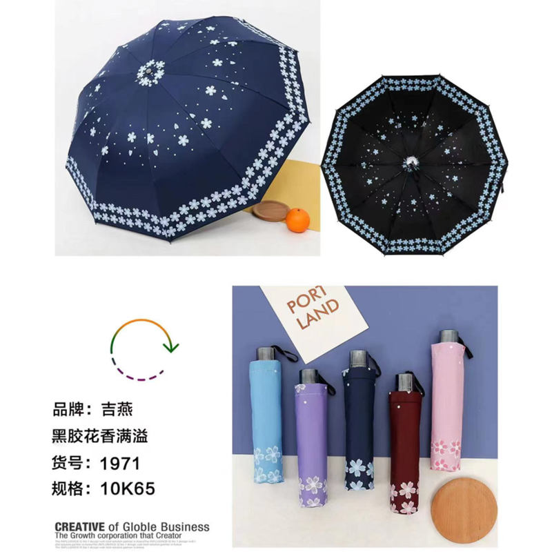 吉燕黑胶双面印花伞