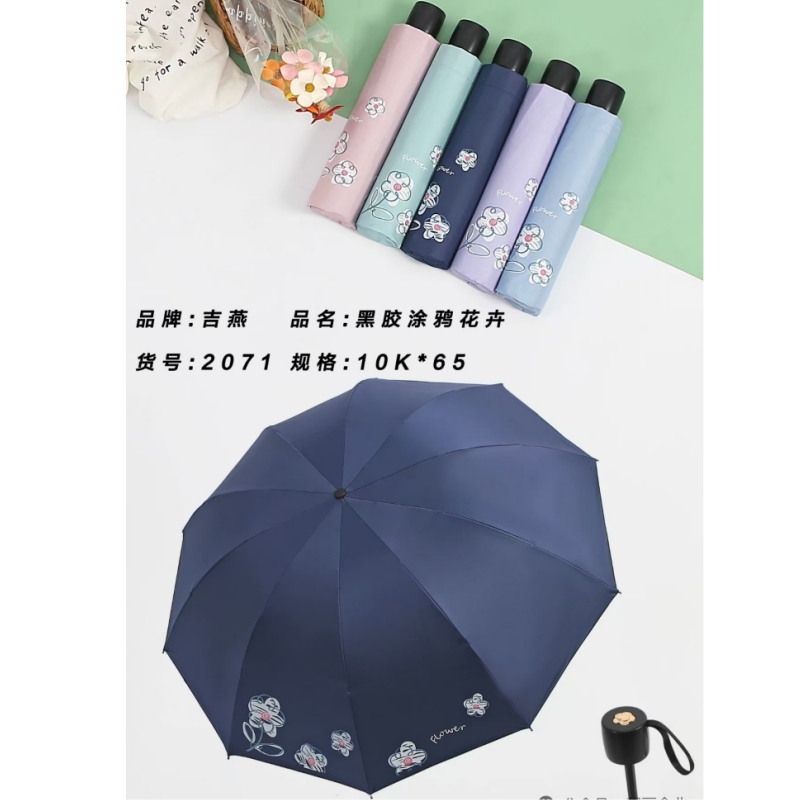 靓丽黑胶涂鸦花伞